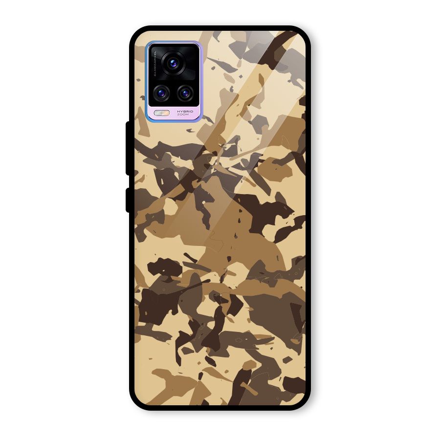 Brown Camouflage Army Glass Back Case for Vivo V20 Pro