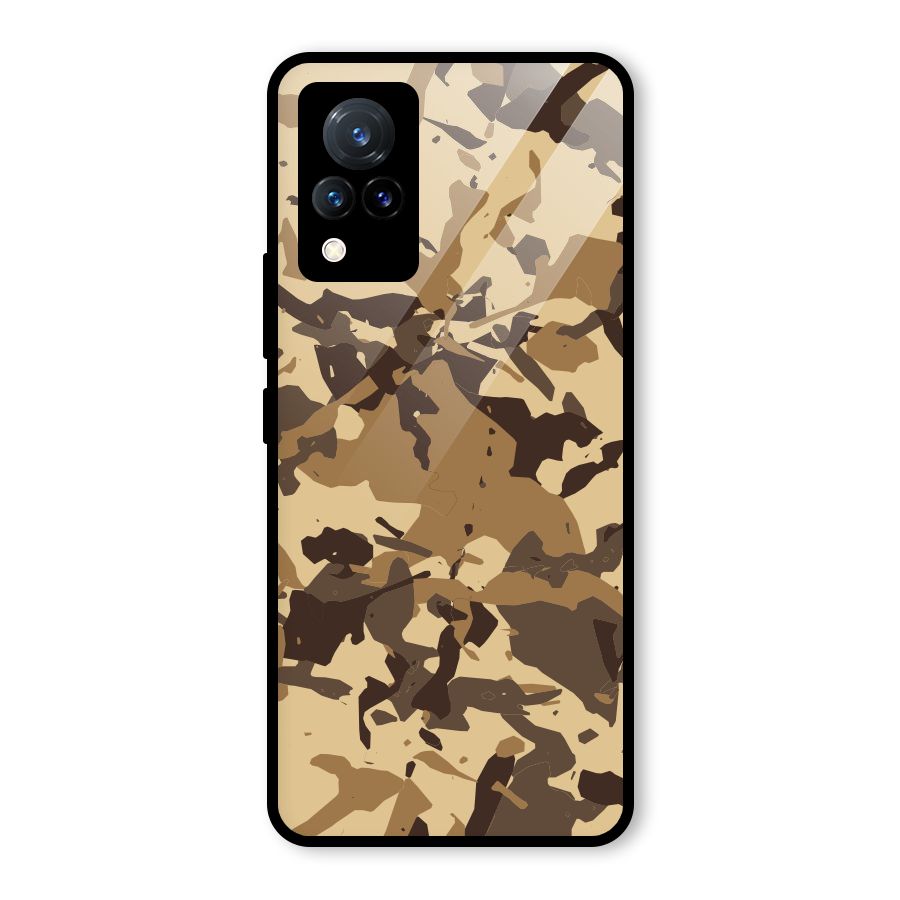 Brown Camouflage Army Glass Back Case for Vivo V21 5G