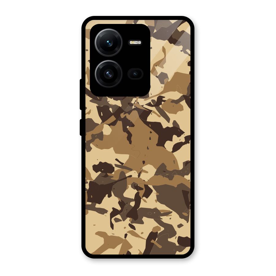 Brown Camouflage Army Glass Back Case for Vivo V25