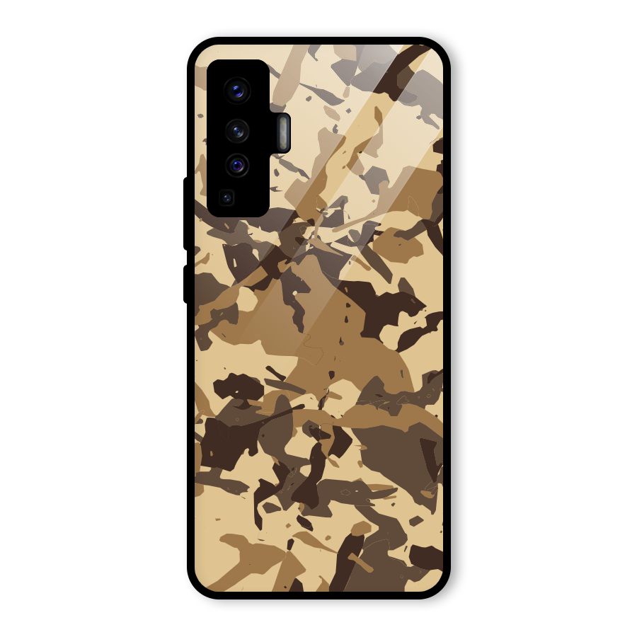 Brown Camouflage Army Glass Back Case for Vivo X50
