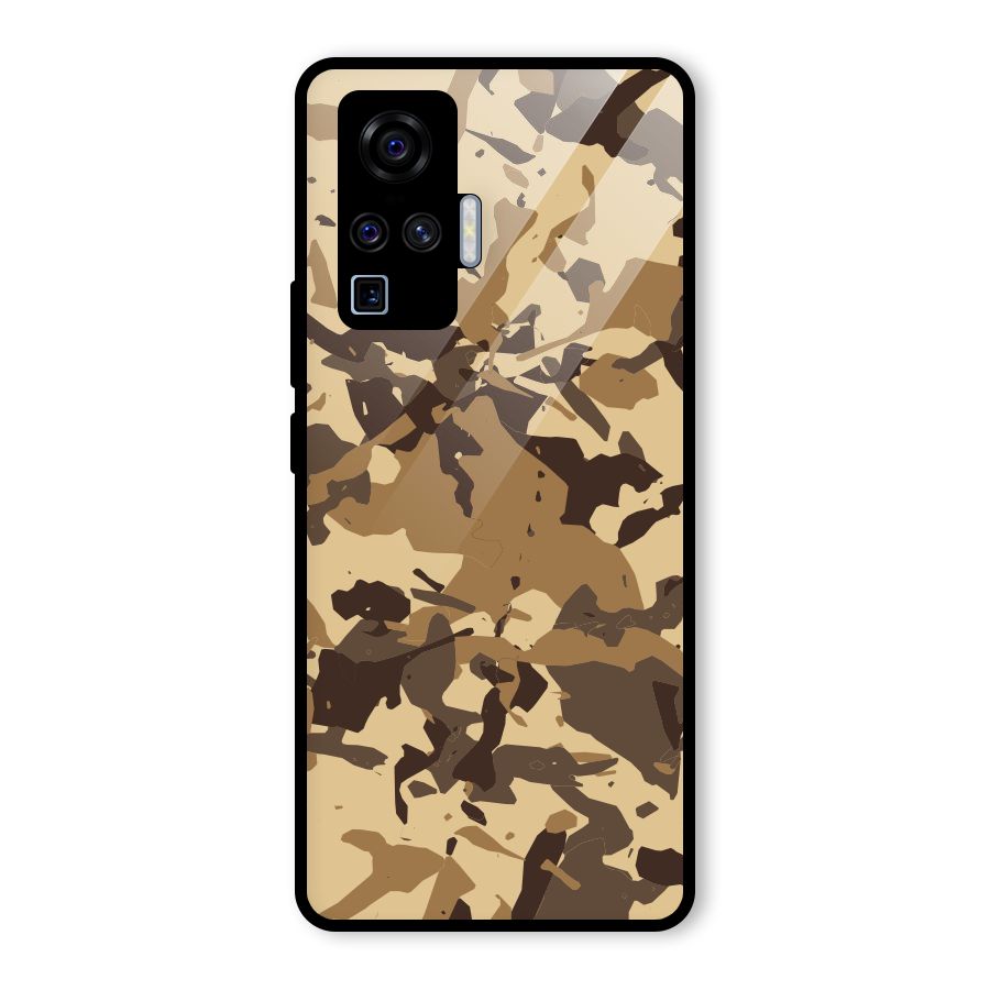 Brown Camouflage Army Glass Back Case for Vivo X50 Pro
