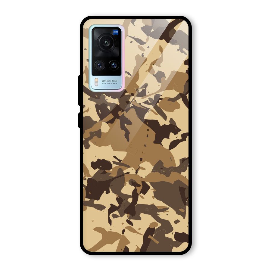 Brown Camouflage Army Glass Back Case for Vivo X60