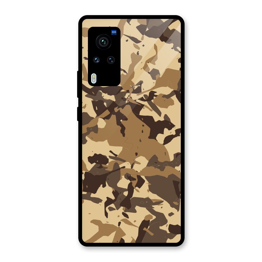 Brown Camouflage Army Glass Back Case for Vivo X60 Pro