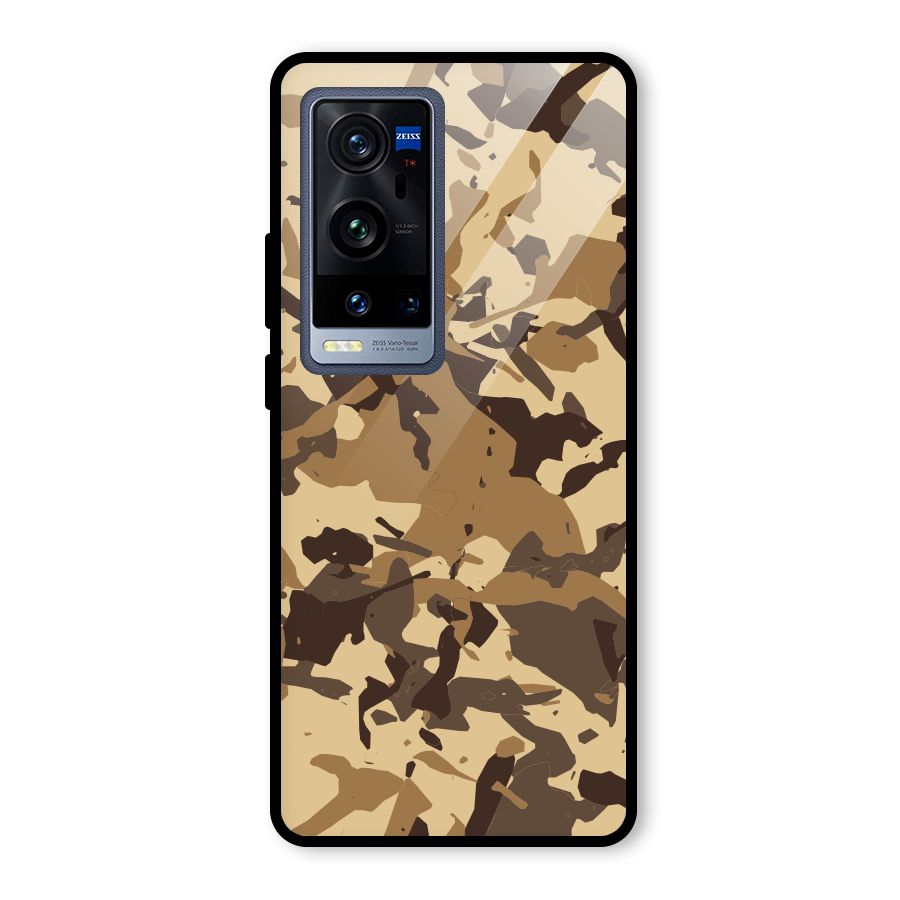 Brown Camouflage Army Glass Back Case for Vivo X60 Pro Plus