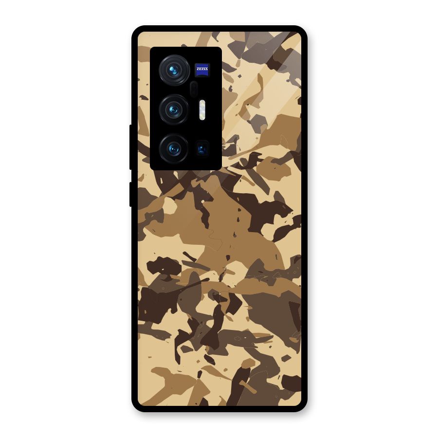 Brown Camouflage Army Glass Back Case for Vivo X70 Pro Plus