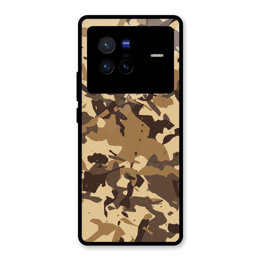 Brown Camouflage Army Glass Back Case for Vivo X80