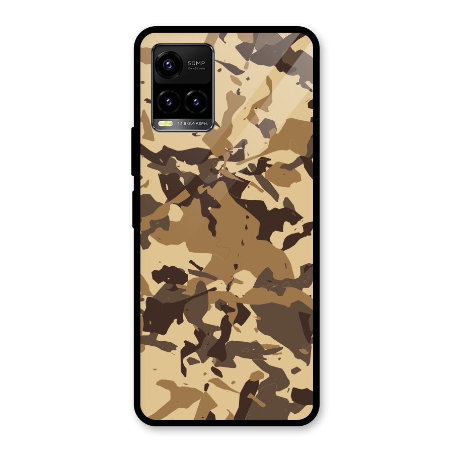 Brown Camouflage Army Glass Back Case for Vivo Y21T