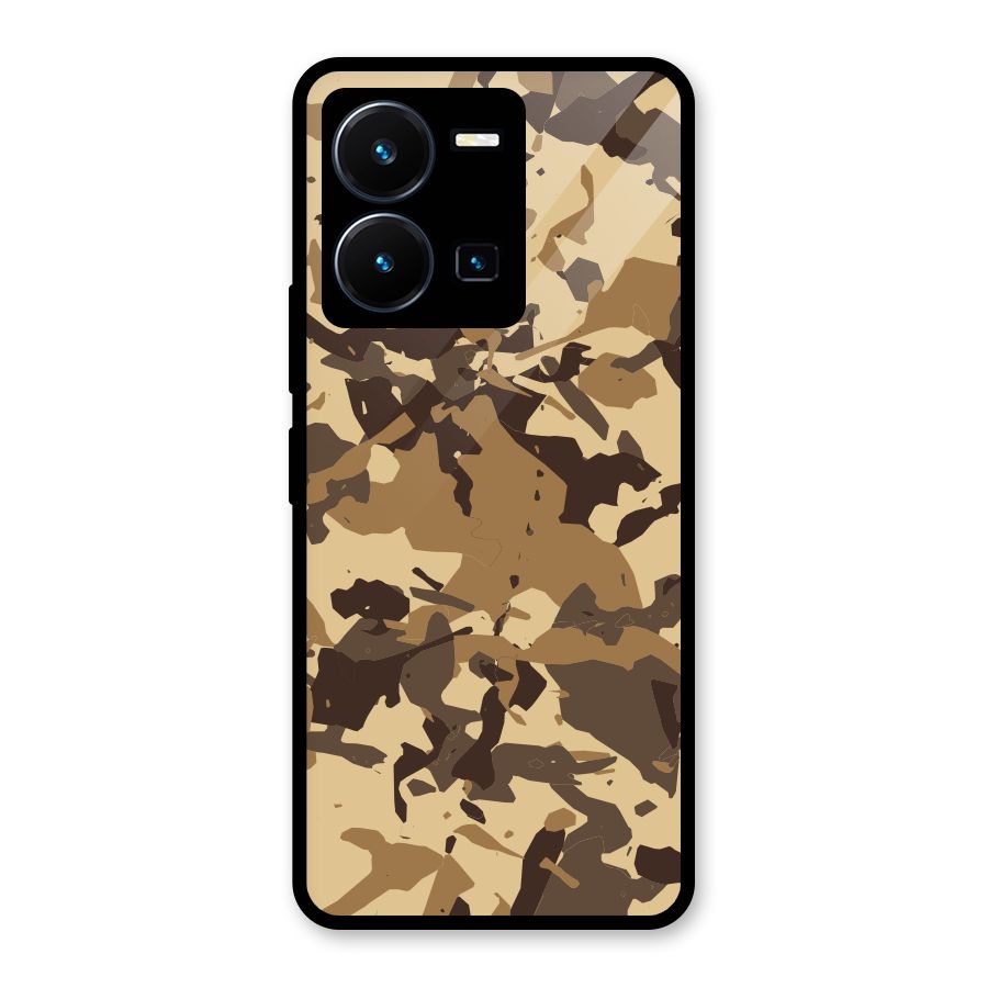 Brown Camouflage Army Glass Back Case for Vivo Y35