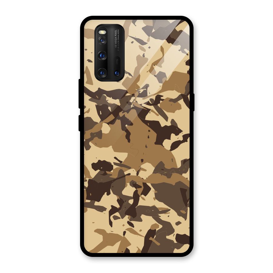 Brown Camouflage Army Glass Back Case for Vivo iQOO 3