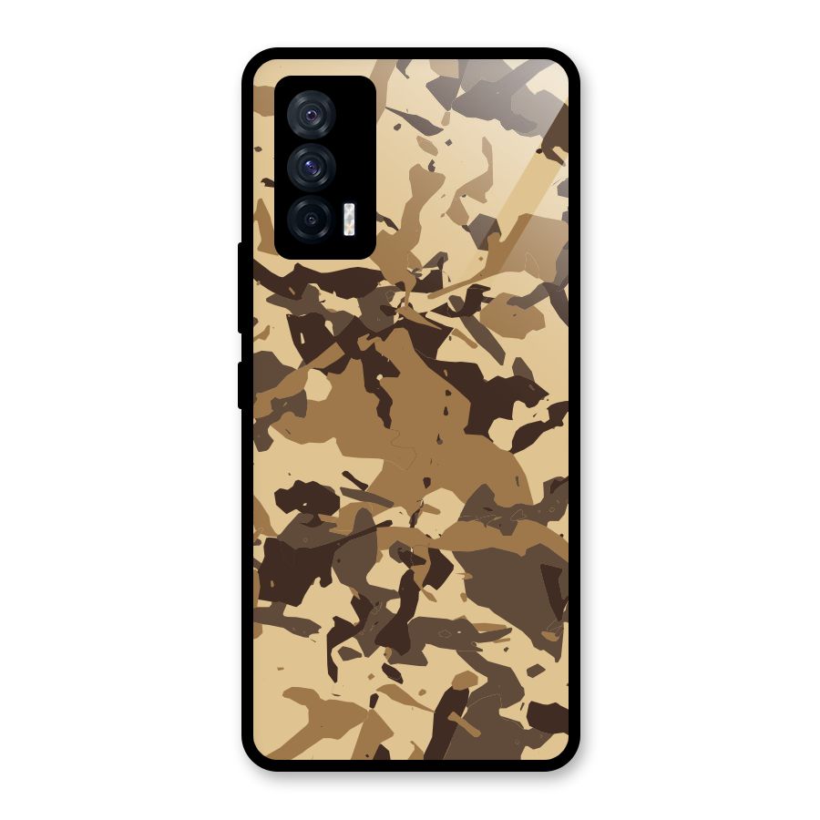 Brown Camouflage Army Glass Back Case for Vivo iQOO 7 5G