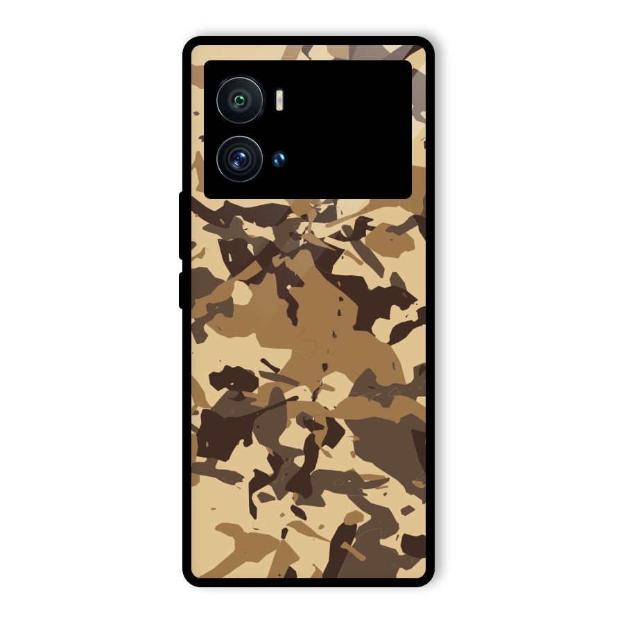 Brown Camouflage Army Glass Back Case for Vivo iQOO 9 Pro