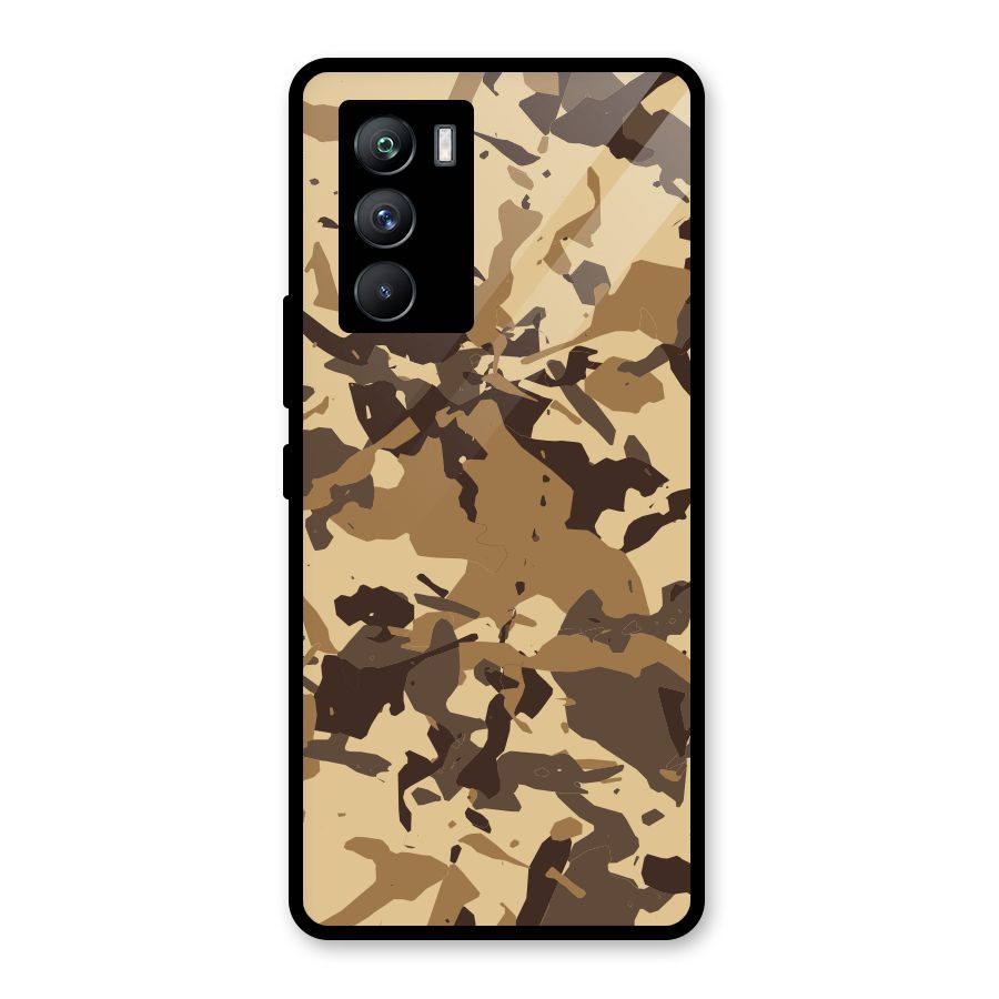Brown Camouflage Army Glass Back Case for Vivo iQOO 9 SE