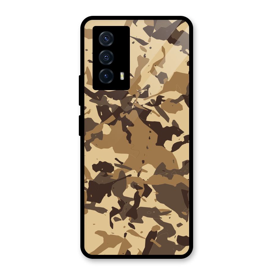 Brown Camouflage Army Glass Back Case for Vivo iQOO Z5