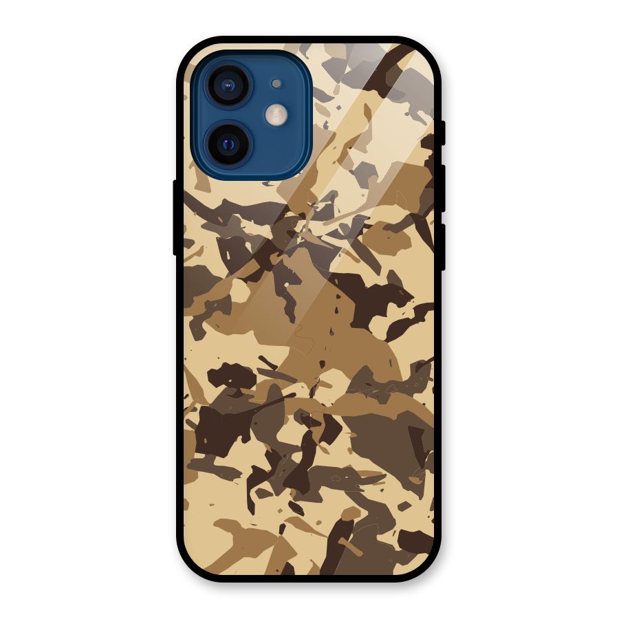 Brown Camouflage Army Glass Back Case for iPhone 12 Mini