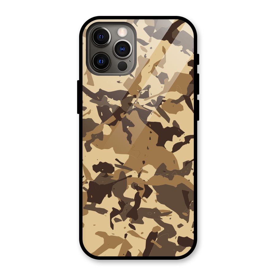 Brown Camouflage Army Glass Back Case for iPhone 12 Pro