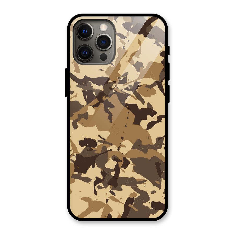 Brown Camouflage Army Glass Back Case for iPhone 12 Pro Max