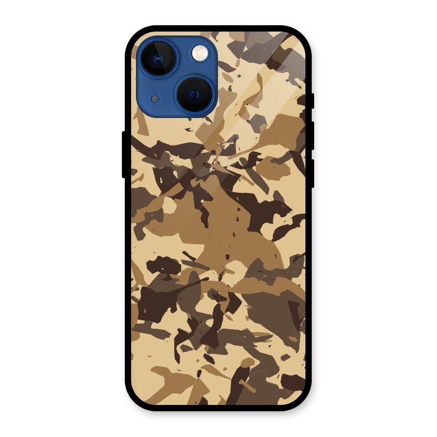 Brown Camouflage Army Glass Back Case for iPhone 13 Mini