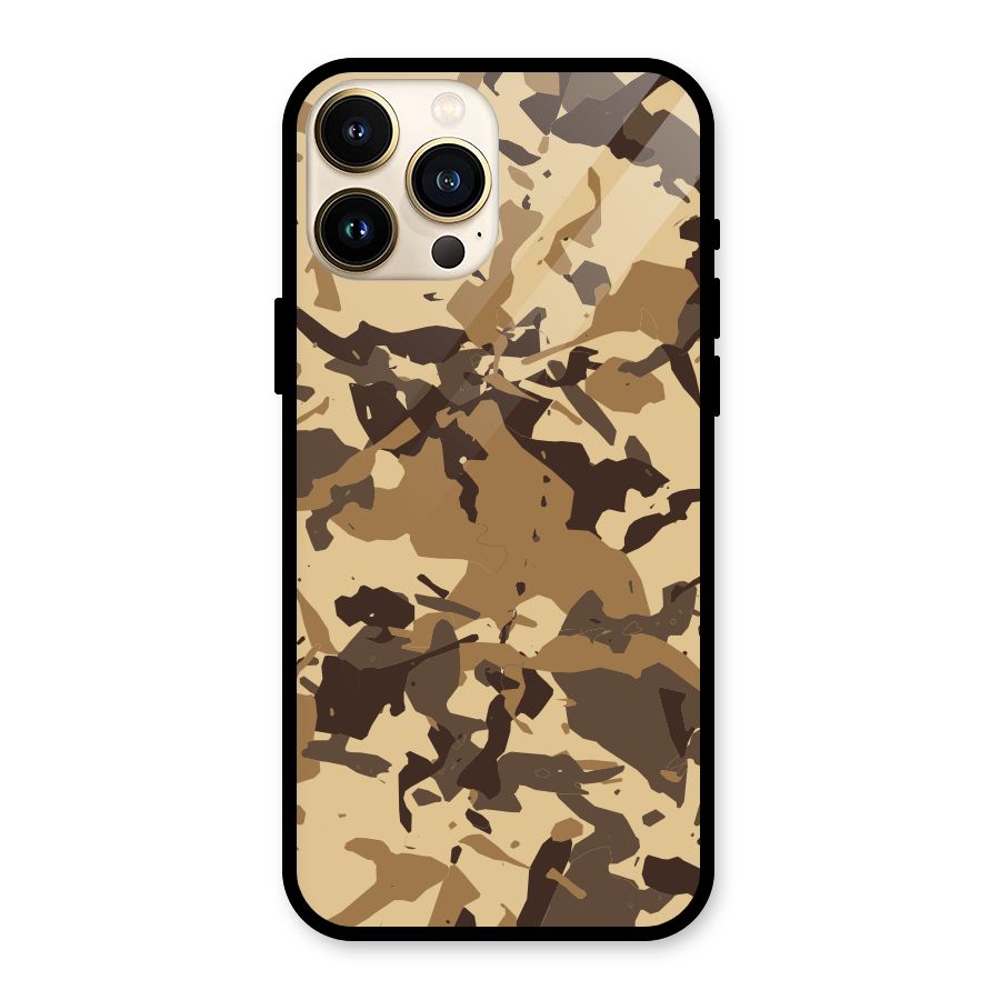 Brown Camouflage Army Glass Back Case for iPhone 13 Pro Max