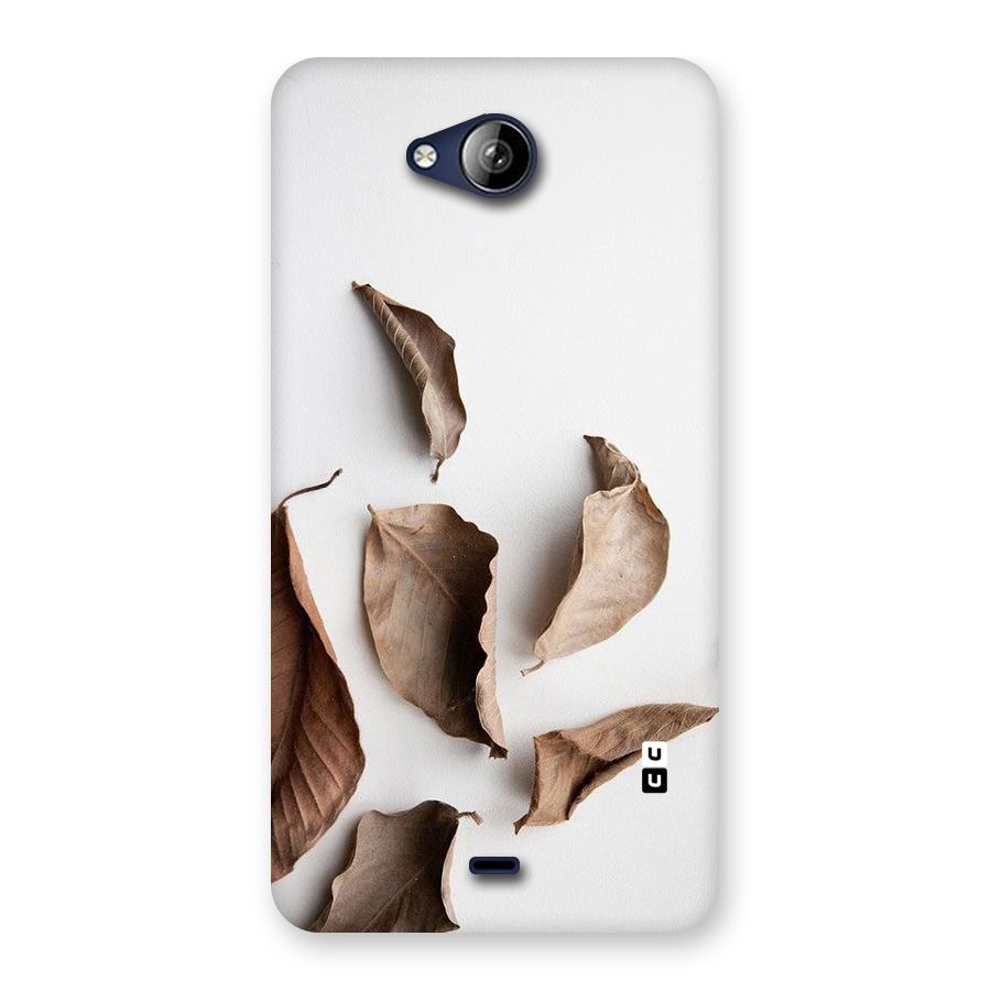Brown Dusty Leaves Back Case for Canvas Play Q355