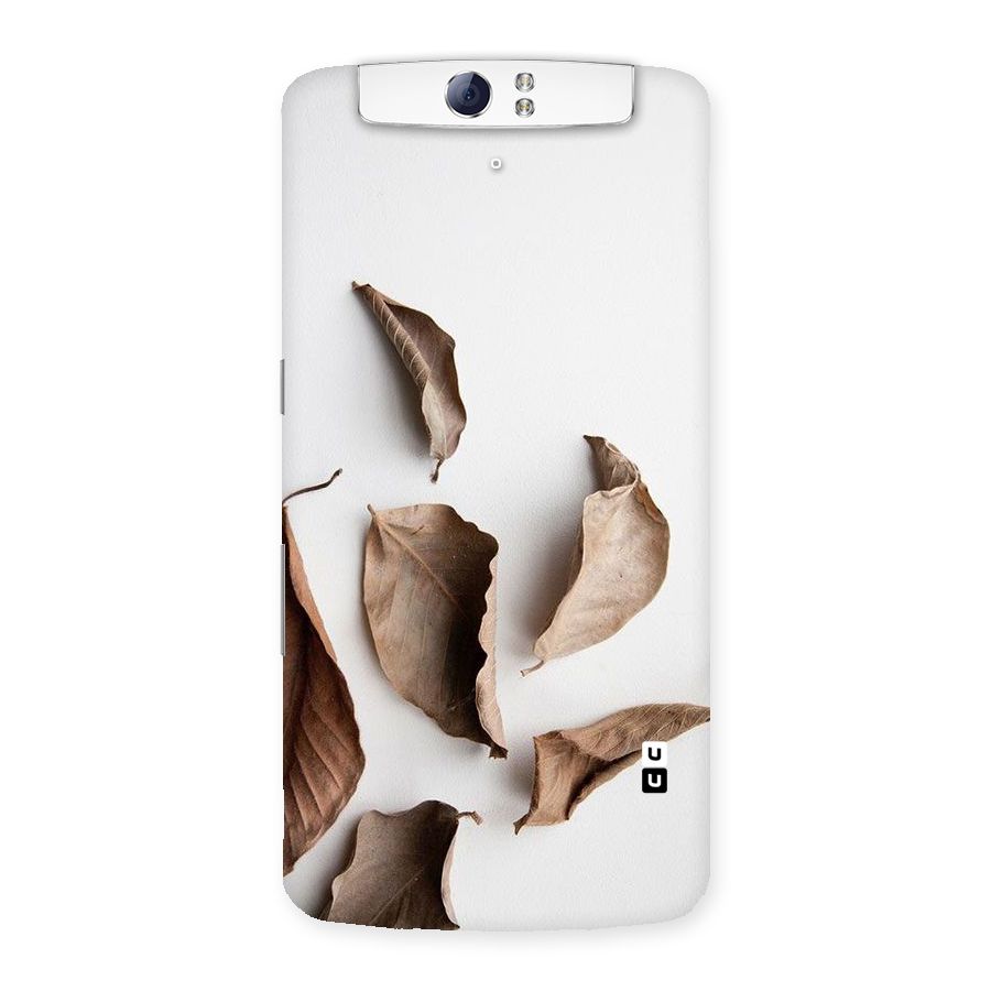Brown Dusty Leaves Back Case for Oppo N1