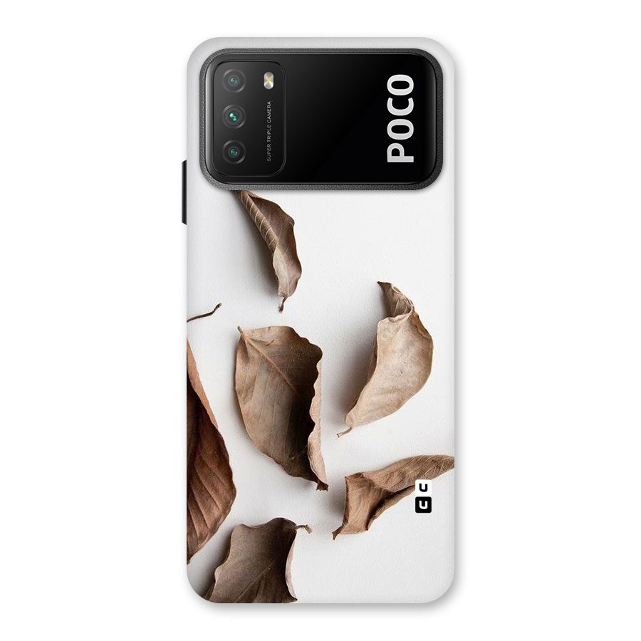 Brown Dusty Leaves Back Case for Poco M3