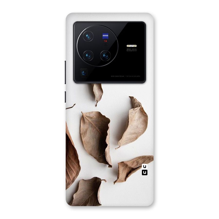Brown Dusty Leaves Back Case for Vivo X80 Pro