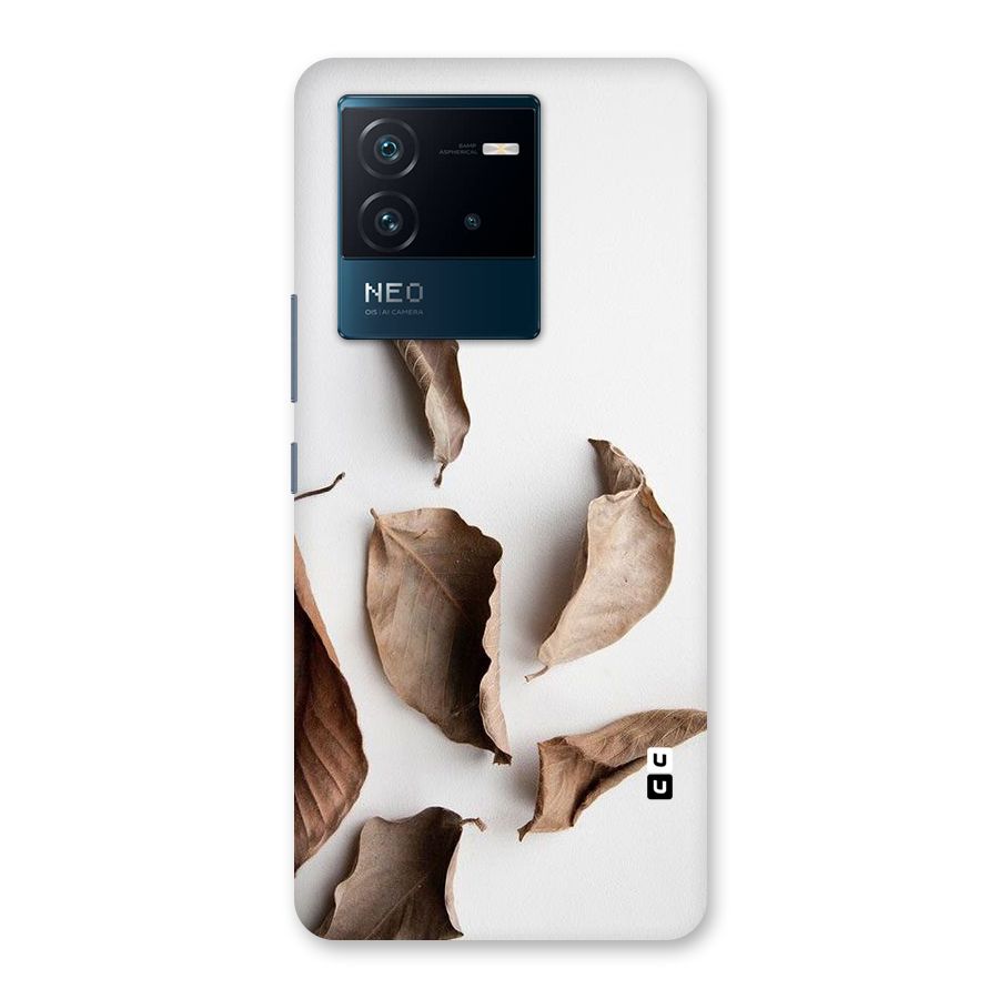 Brown Dusty Leaves Back Case for Vivo iQOO Neo 6 5G
