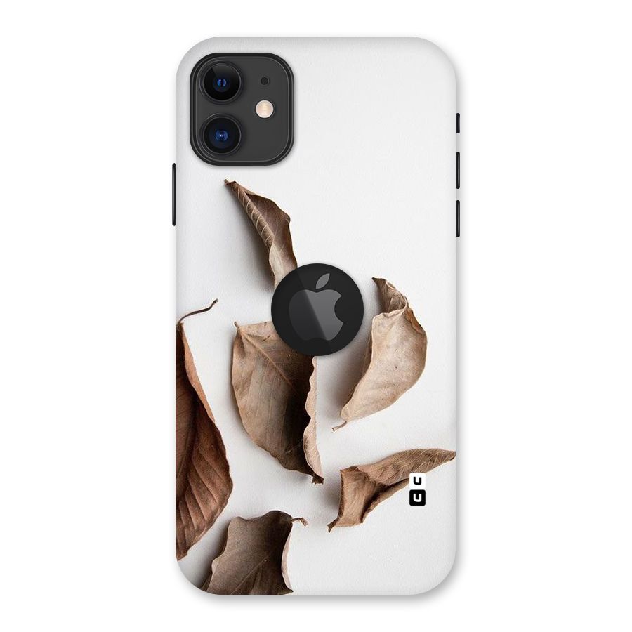 Brown Dusty Leaves Back Case for iPhone 11 Logo Cut