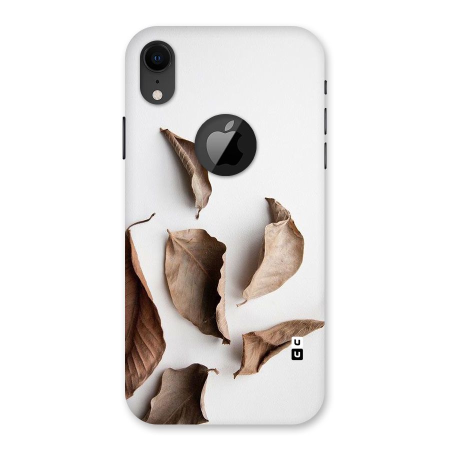 Brown Dusty Leaves Back Case for iPhone XR Logo Cut