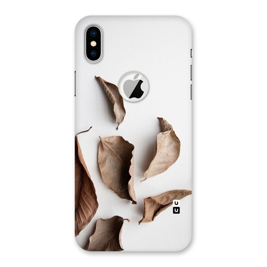 Brown Dusty Leaves Back Case for iPhone X Logo Cut
