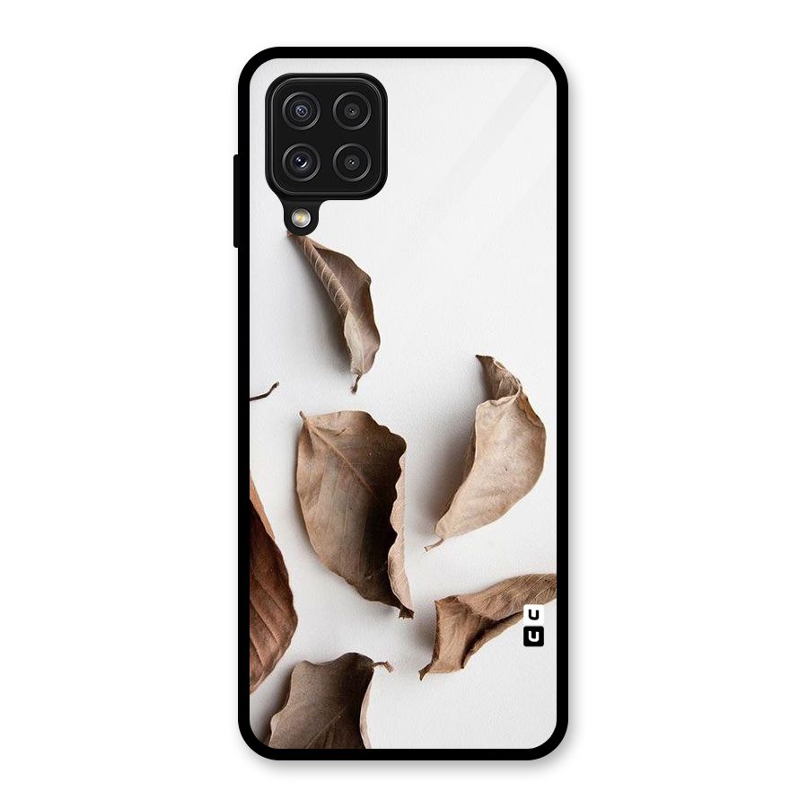 Brown Dusty Leaves Glass Back Case for Galaxy A22 4G