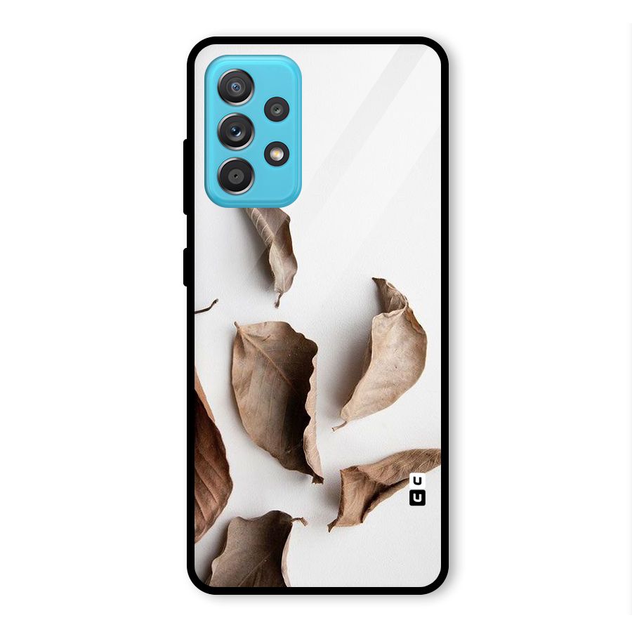 Brown Dusty Leaves Glass Back Case for Galaxy A52
