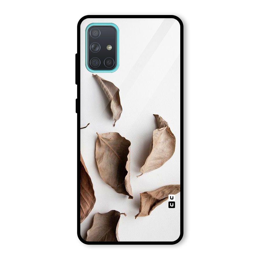 Brown Dusty Leaves Glass Back Case for Galaxy A71