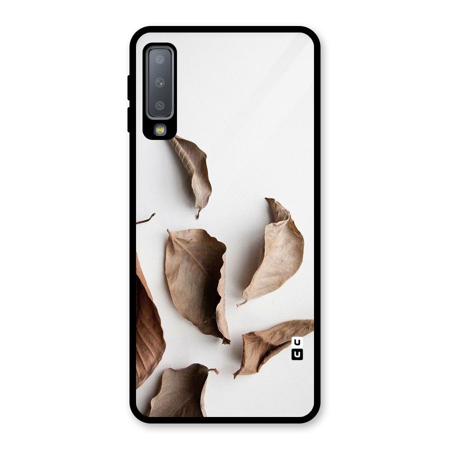 Brown Dusty Leaves Glass Back Case for Galaxy A7 (2018)