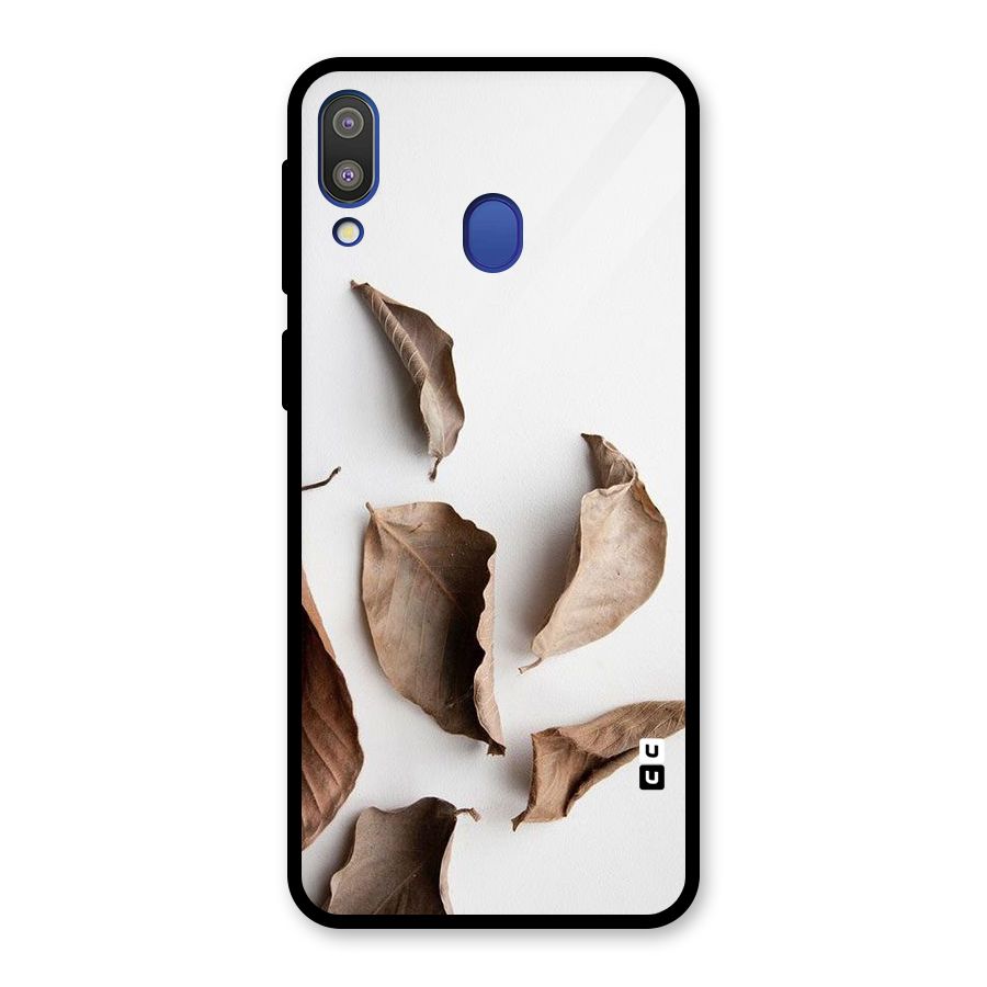 Brown Dusty Leaves Glass Back Case for Galaxy M20