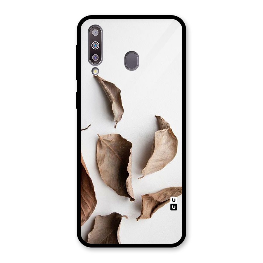 Brown Dusty Leaves Glass Back Case for Galaxy M30