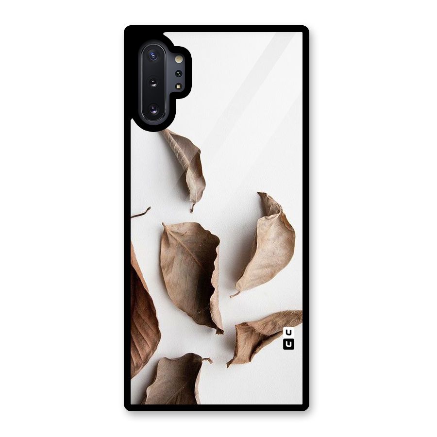 Brown Dusty Leaves Glass Back Case for Galaxy Note 10 Plus