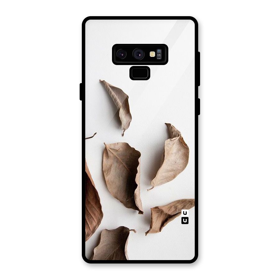 Brown Dusty Leaves Glass Back Case for Galaxy Note 9