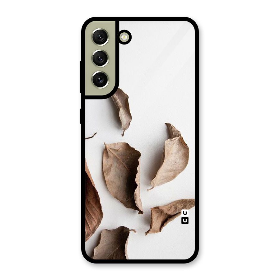 Brown Dusty Leaves Glass Back Case for Galaxy S21 FE 5G