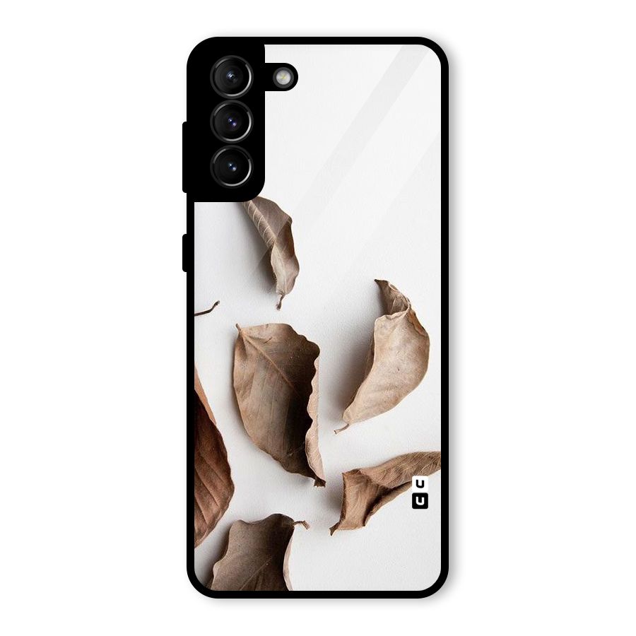 Brown Dusty Leaves Glass Back Case for Galaxy S21 Plus