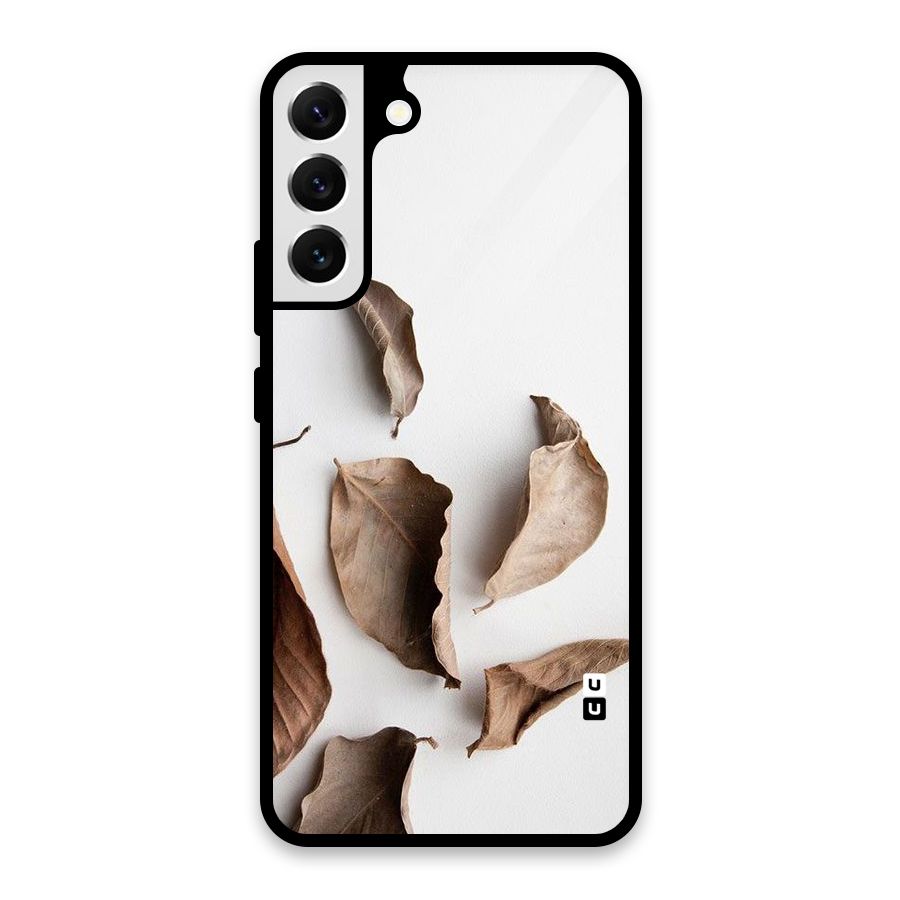 Brown Dusty Leaves Glass Back Case for Galaxy S22 Plus 5G