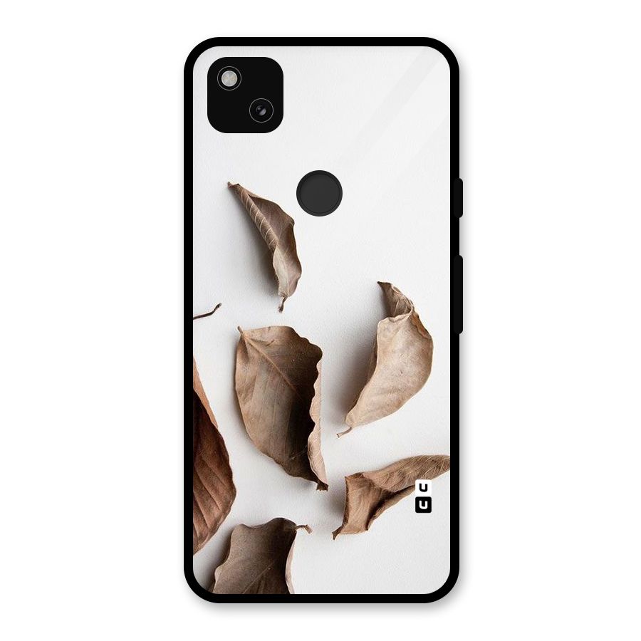 Brown Dusty Leaves Glass Back Case for Google Pixel 4a