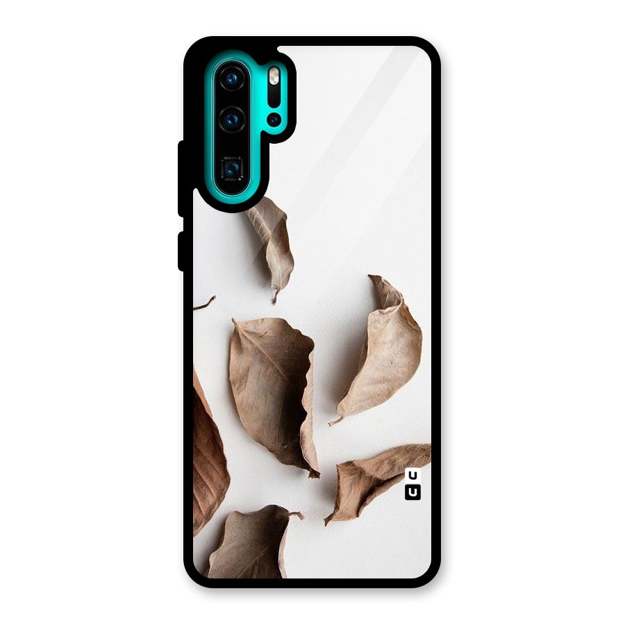 Brown Dusty Leaves Glass Back Case for Huawei P30 Pro