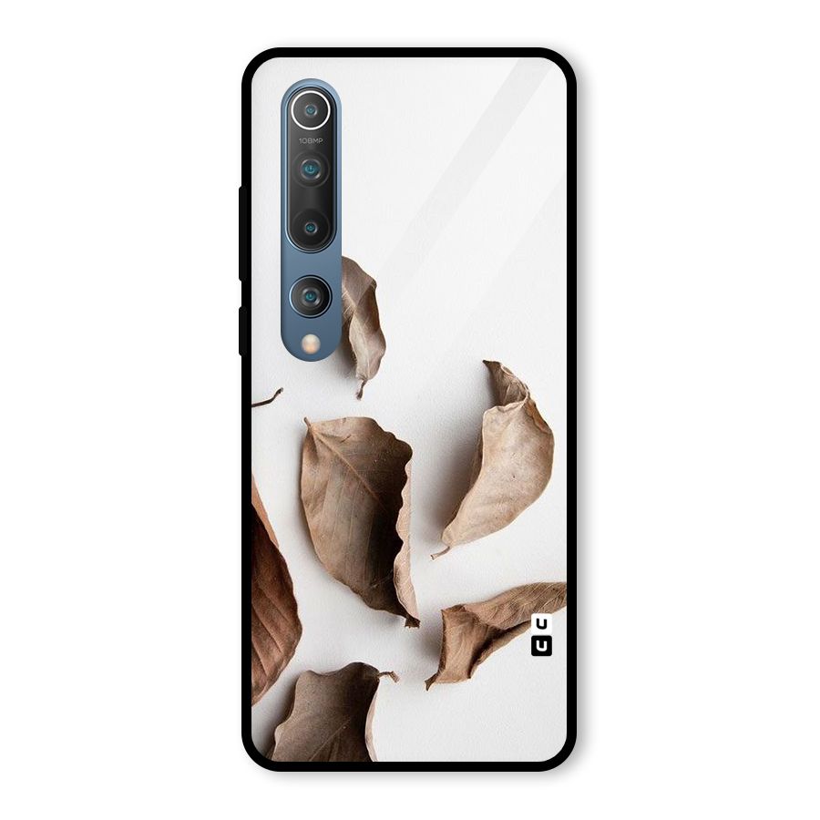 Brown Dusty Leaves Glass Back Case for Mi 10