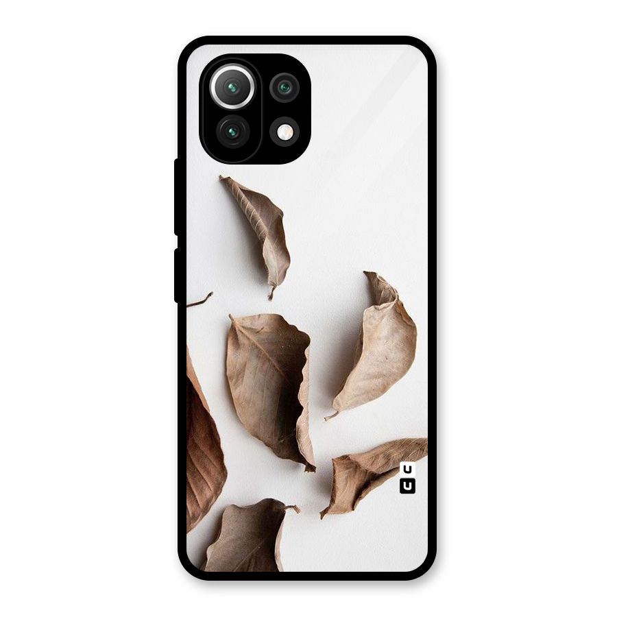 Brown Dusty Leaves Glass Back Case for Mi 11 Lite NE 5G