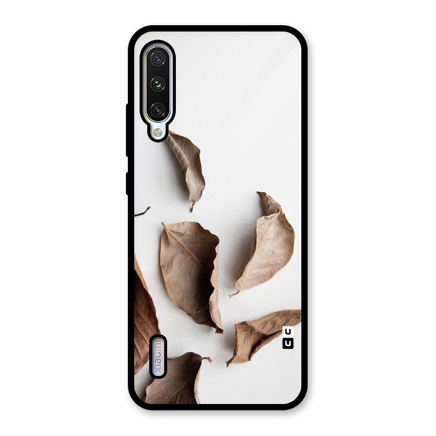 Brown Dusty Leaves Glass Back Case for Mi A3