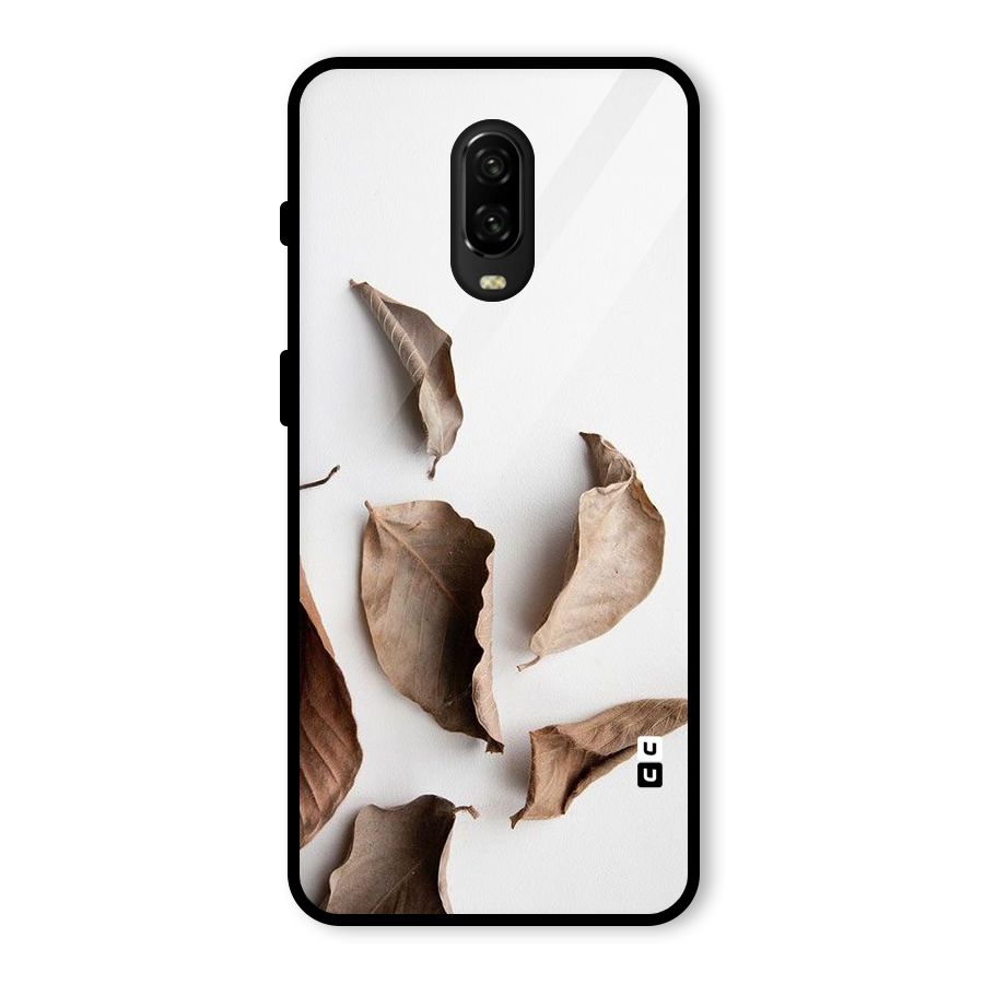 Brown Dusty Leaves Glass Back Case for OnePlus 6T