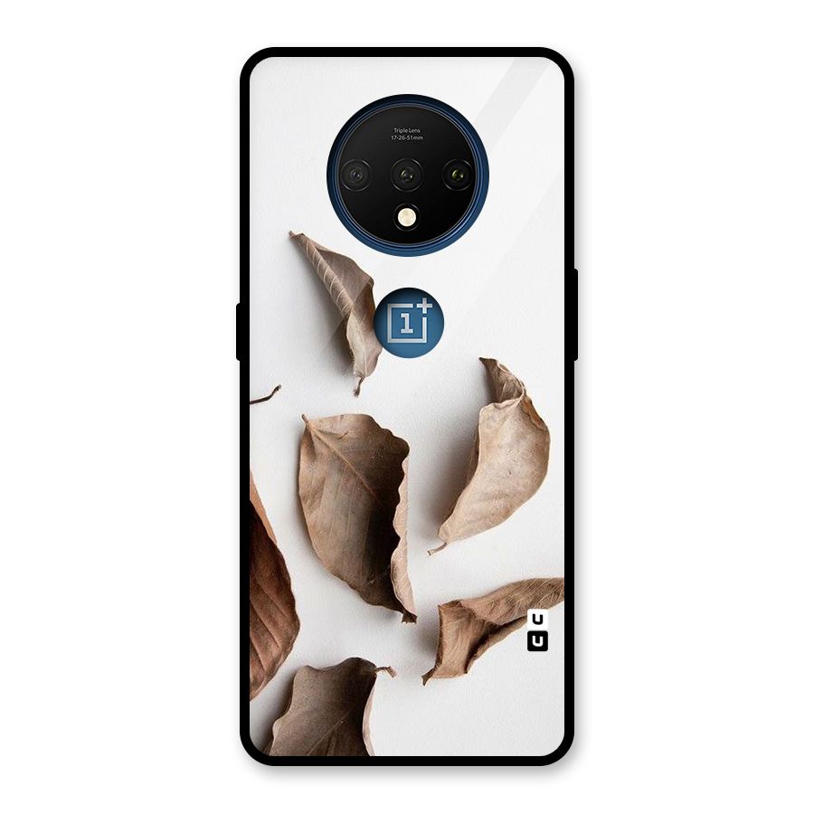 Brown Dusty Leaves Glass Back Case for OnePlus 7T