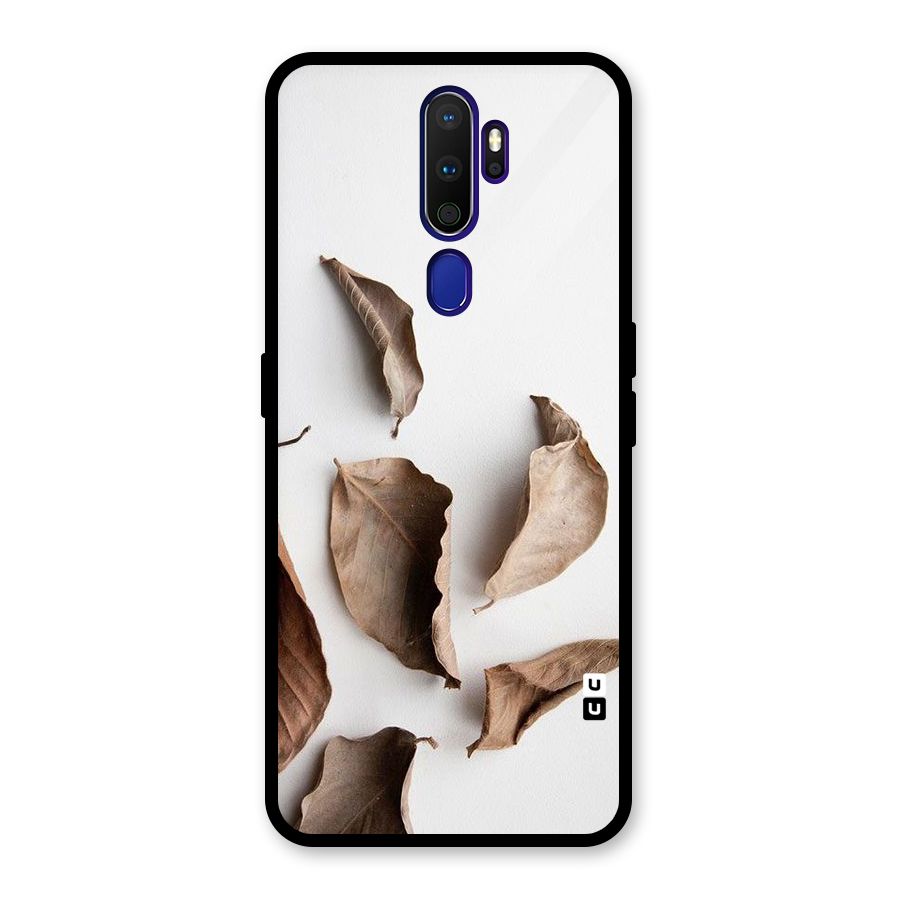 Brown Dusty Leaves Glass Back Case for Oppo A9 (2020)