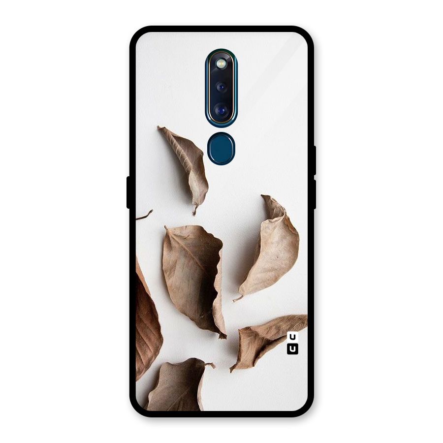 Brown Dusty Leaves Glass Back Case for Oppo F11 Pro